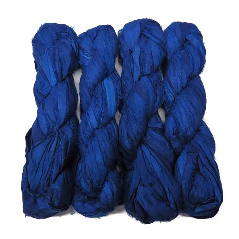 New Premium Sari Silk Ribbon Yarn 100g 50 Yards Color Royal Blue