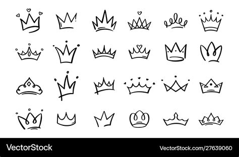 Hand Drawn Doodle Crowns King Crown Sketches Vector Image