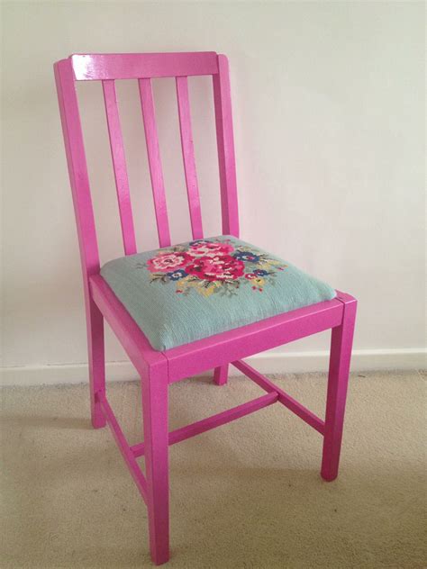 Upcycled Chair Repainted Pink And Recovered With My Cath Kidston