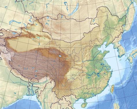 Kitajska Reliefni Zemljevid Reliefni Zemljevid Kitajske Vzhodna