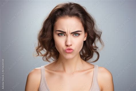 Woman With Furrowed Brows Showing A Defeated Expression Stock Photo Adobe Stock