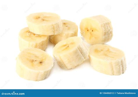 Fresh Banana Slices Isolated On White Background Stock Photo Image Of