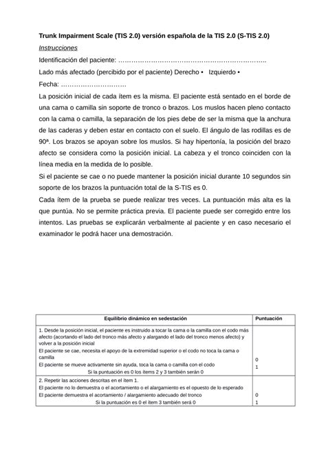Pdf Validation Of The Spanish Version Of The Trunk