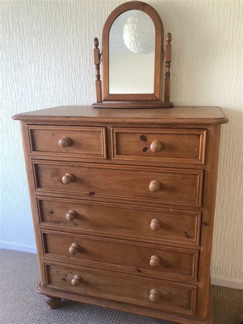 Alpine furniture melbourne 4 drawer tv media chest, french truffle. Tall chest of drawers and mirror | in Heath, Cardiff | Gumtree