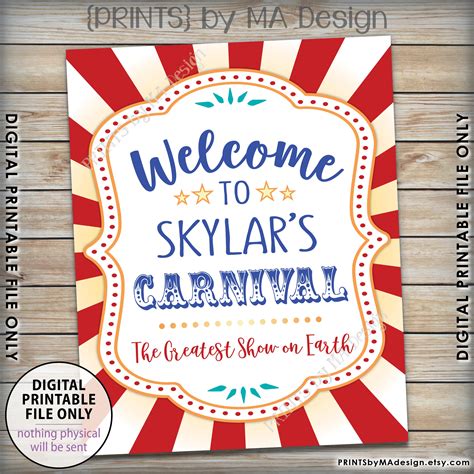 Carnival Welcome Sign Welcome To The Carnival Theme Party Sign