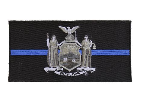 Thin Blue Line New York State Flag Patch For Law Enforcement Police