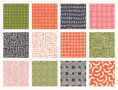 Set Aesthetic Contemporary Printable Seamless Pattern With Abstract