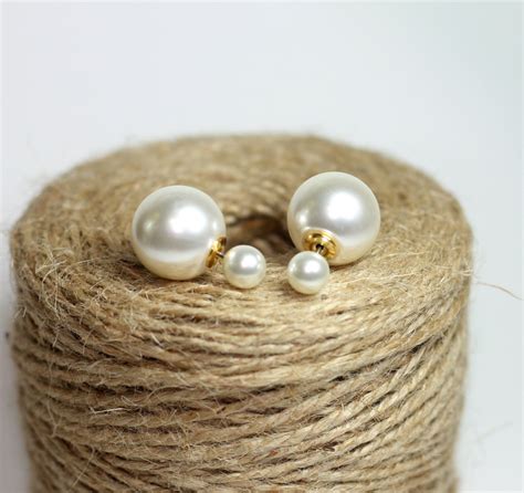 Pearl Double Ball Earring Double Ball Earrings Pearl Front