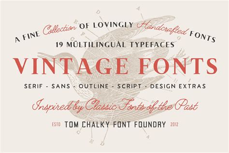 19 Vintage Fonts Bundle And Extras Display Fonts Creative Market