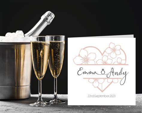 Engagement Card With Names And Date Personalised Engagement Etsy Uk