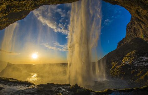 nature, Landscape, Photography, Waterfall, Sunset, Cave, Sunlight ...