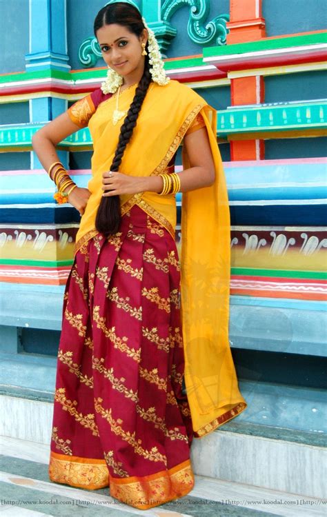 Bhavana Looking Cute And Beautiful In Saree And Half Saree Tamil