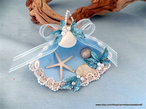 Beach Blue Sea Shell Ornament 2coastal By Carmelascoastalcraft