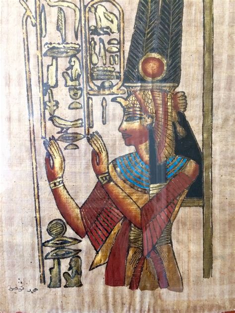 Vintage Egyptian Painting Hieroglyphs On Papyrus Paper Framed Art Wall Decor By Shebangart On