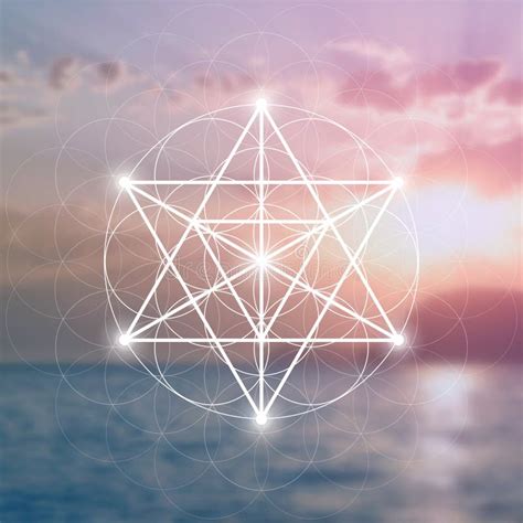 Merkaba Sacred Geometry Spiritual New Age Futuristic Illustration With