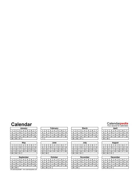 Perpetual Photo Calendar Free Printable Word Templates