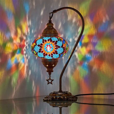 Demmex Turkish Moroccan Mosaic Table Lamp With Us Plug Socket