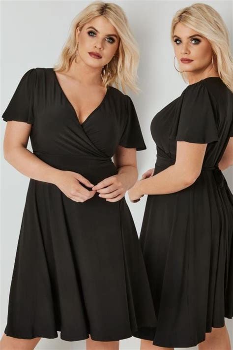 Plus Size Party Dresses Lady Voluptuous Black Lyra Wrap Dress Plus Size