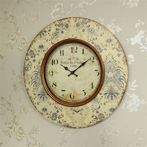 Large Cream Floral Wall Clock Melody Maison