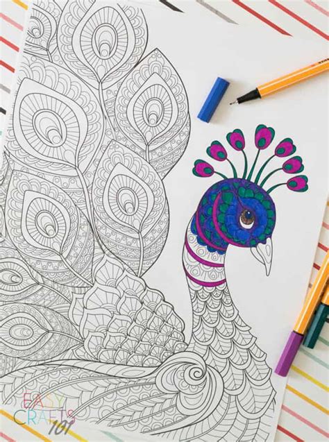 40+ coloring pages for adults peacock for printing and coloring. Free Adult Coloring Page: Peacock - Easy Crafts 101