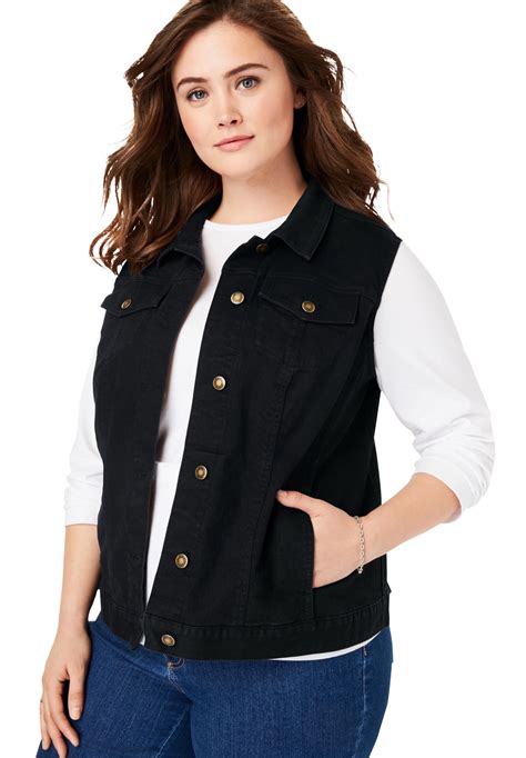 Woman Within Woman Within Womens Plus Size Stretch Denim Vest