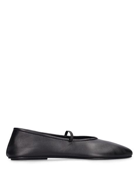 The Row 10mm Elastic Ballet Leather Flats In Black Lyst