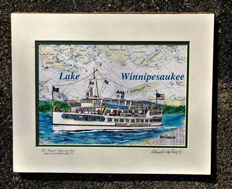 Ms Mount Washington Art Print Nautical Chart Map Lake Etsy