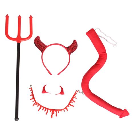 Nuolux Headband Costume Hair Horns Party Halloween Horn Cosplay Accessories Kit Red Headpiece
