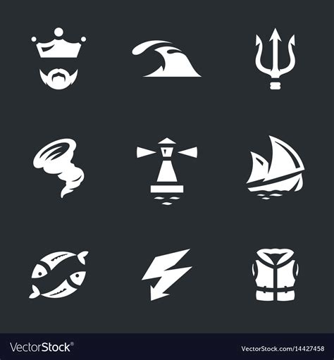 Set Of Neptune Icons Royalty Free Vector Image