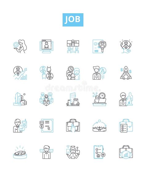 Job Vector Line Icons Set Work Employment Profession Occupation