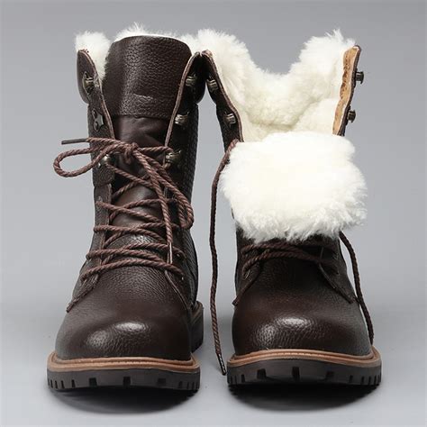 Natural Wool Men Winter Shoes Warmest Genuine Leather Handmade Men