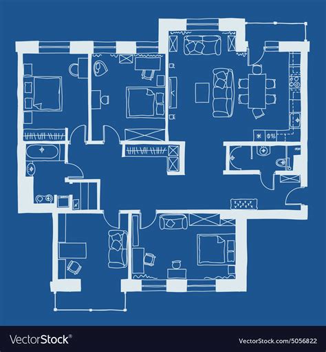 Architecture Blueprint Plan Royalty Free Vector Image