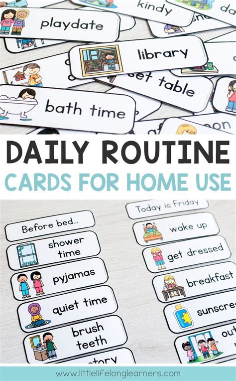 Our daily routine does not change often. Daily Routine Cards in 2020 | Daily routine chart for kids, Routine cards, Kids schedule