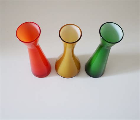 Mid Century Cased Glass Bud Vases 2 Available Empoli Italian