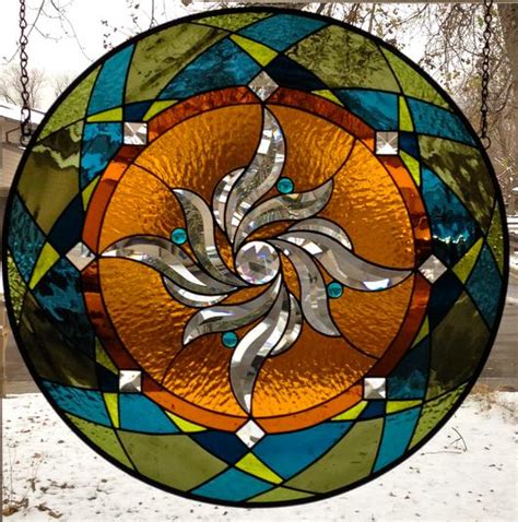 Round Stained Glass Panel Beveled Glass Spiral Delphi Artist Gallery