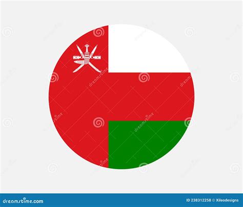 Oman Round Country Flag Omani Circle National Flag Stock Vector