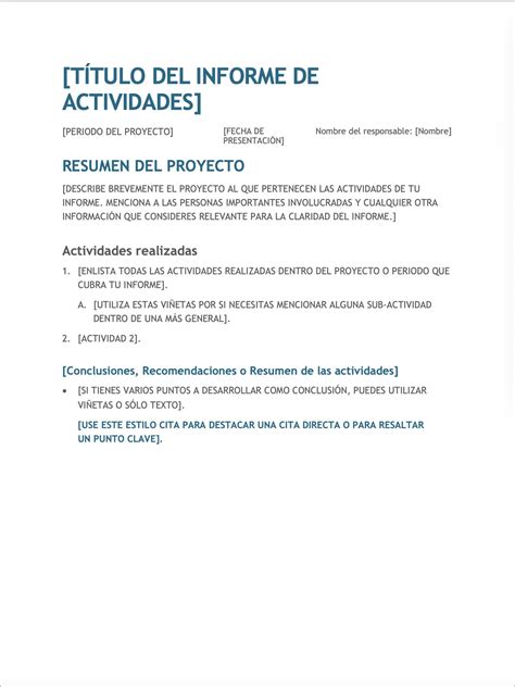 Modelo De Informe De Actividades Reglas De Clase Informe An Lisis The