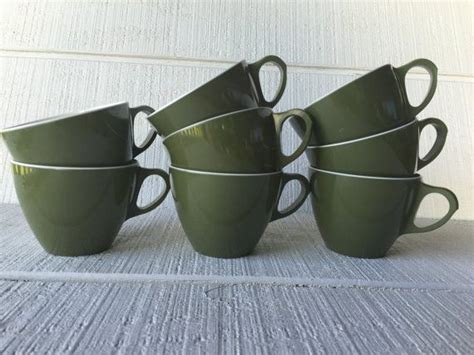 Vintage Melamine Cups Olive Green Mugs Melmac Melamine Royalon