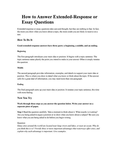 How To Answer Extended Response Or Essay Questions How To Answer