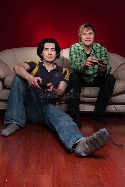 Two Guys Playing Video Games Stock Photo Image Of Enjoyment Adult