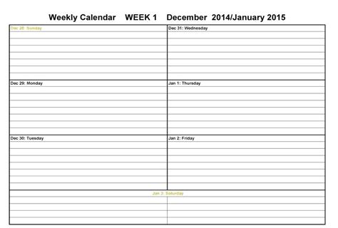 Calendar Week On A Page Calendar Printables Free Templates