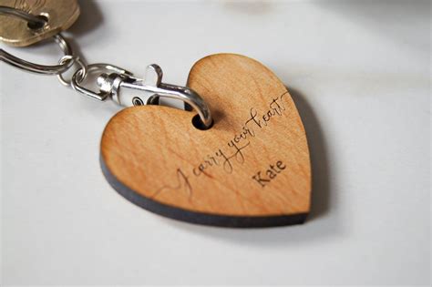 Personalized Wood Keychains Customized Keychains Heart Shape Etsy