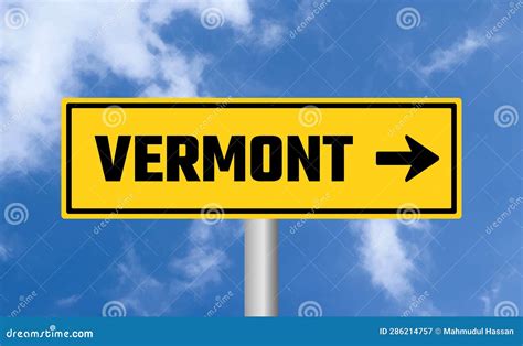 Vermont Road Sign On Blue Sky Background Stock Image Image Of Blue