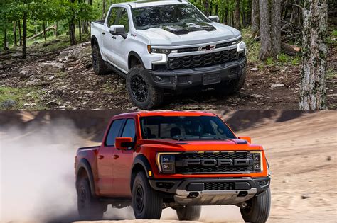 2022 Chevy Silverado Zr2 Compared To Ford F 150 Raptor Ram 1500 Trx