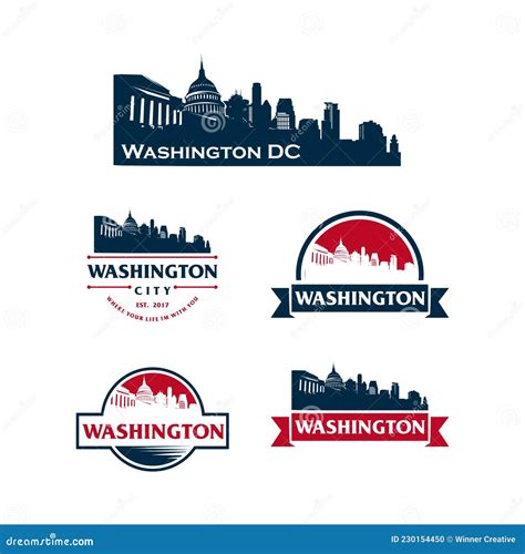 Washington Dc Logo Skyline And Landmarks Silhouette Vector Stock Vector