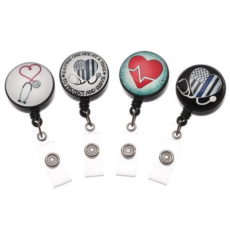 4pcs Nurse Badge Reel Id Holder For Office Worker Doctor Nurse And