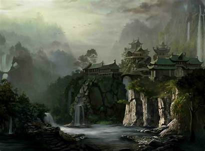 Fantasy Castle Japanese Oriental Landscape Japan Artistic