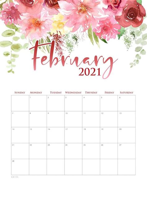 Calendardate.com february 2021 sunday monday tuesday wednesday thursday friday saturday 1 2 3 4 5 6 7 8 9 10 11 12 13 14 15 16 17 18 19 20 Cute Watercolor 2021 Calendar
