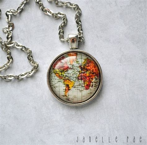 Globe Necklace Map Necklace Globe World Map By Janelleraejewelry