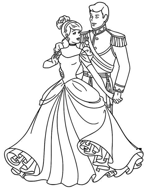 Cinderella And Prince Charming Coloring Pages Wecoloringpage